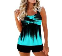 Robe De Plage Femme Grande Taille Amincissant Taille Haute Menstruel Push Up D'été Bikini Femme Pas Cher Marque Plage Swimwear Tankini Vetement(Bleu,XXL)