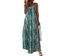 Robe de Plage Femme Longue Chic Ete Grande Taille Robe Été Femme Robe D'Été Ample Elegante Droite Col V Boheme Fleurie Casual Fluide Décontractée Bohème pour Femme Robes Longues Femmes Été Bleu 4XL