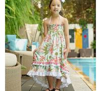 Robe de plage longue 2-en-1 jersey et ibiza vert orange 14A