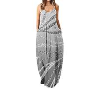 Robe de Plage Longue sans Manches Col en V Cache Coeur A-Line Evasée Chic et Elegante Robe Morgan Femme