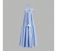 Robe de plage maxi avec encolure ras-du-cou romantique et douce pour femmes de petite taille, motif d'épis de blé bohème, fente haute, couleur dopamine, été Petite XXS,Petite XS,Petite S,Petite M,Peti