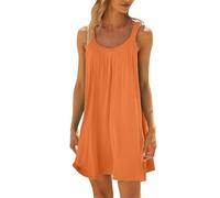 Robe de plage mi-longue pour femme, couleur unie, sans manches, dos nu, caraco