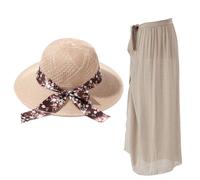 Robe de Plage pour Femme avec Chapeau de Soleil à Large Bord, Wrap Plage avec Taille Réglable, Robe de plage longue Faciles à Mettre et à Enlever, Peut Être Porté Par-Dessus Maillot de Bain ou Bikini