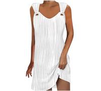Robe de Plage pour Femmes sans Manches V-Cou Min Shirt avec Pochette Sexy Cache-Maillots et Sarongs Ete Robes de Maillot de Bain Bikini Cover Up Couvrir Bohème Beachwear T Shirt Dress Jupe Tendance
