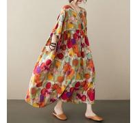 Robe de plage style boho grande taille, robe à pois, robe d'été à col épaule japonais façon yen, coupe ample, robe à manches courtes 0XL,1XL,2XL,3XL,4XLFloral,Plantes,Tout ImpriméTissu tissé