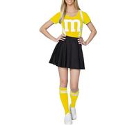 Robe De Pom-Pom Girl pour Femme Adulte - Costumes De Pom-Pom Girl pour La Journée Sportive Costumes D'Aérobic De Pom-Pom Girl (Yellow S)