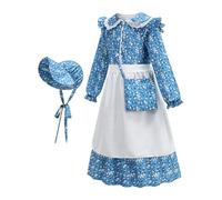 Robe de prairie des filles - robe coloniale florale, capot de tout-petit | Costume de vêtements de cosplay, école quotidienne habiller le théâtre de Pâques Photoshoot Picnic Events Party Halloween Chi