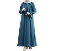 Robe De Priere Femme Musulmane en Coton Grande Taille Robes Turque Arabe Manches Longues Couleur Unie Robe Musulmanes pour Femmes Une Pièce avec Hijab Dubai Abaya Robes De Prières pour Le Ramadan
