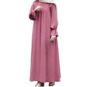 Robe De Priere Femme Musulmane en Coton Grande Taille Robes Turque Arabe Manches Longues Couleur Unie Robe Musulmanes pour Femmes Une Pièce avec Hijab Dubai Abaya Robes De Prières pour Le Ramadan