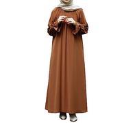 Robe De Priere Femme Musulmane en Coton Grande Taille Robes Turque Arabe Manches Longues Couleur Unie Robe Musulmanes pour Femmes Une Pièce avec Hijab Dubai Abaya Robes De Prières pour Le Ramadan