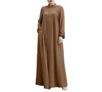 Robe De Priere Femme Musulmane Grande Taille en Coton Robes De Prières pour Le Ramadan Manches Longues Uni-Couleur Robe Musulmanes pour Femmes Une Pièce avec Hijab Islamique Dubai Vetement Musulmane
