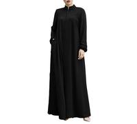 Robe De Priere Femme Musulmane Grande Taille en Coton Robes De Prières pour Le Ramadan Manches Longues Uni-Couleur Robe Musulmanes pour Femmes Une Pièce avec Hijab Islamique Dubai Vetement Musulmane