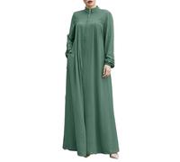 Robe De Priere Femme Musulmane Grande Taille en Coton Robes De Prières pour Le Ramadan Manches Longues Uni-Couleur Robe Musulmanes pour Femmes Une Pièce avec Hijab Islamique Dubai Vetement Musulmane