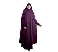Robe De Priere Femme Musulmane Grande Taille en Coton Vetement Musulmane À Manches Longues À Couleur Unie Robe Musulmanes pour Femmes Ensemble avec Hijab Abaya Dubai Robes Ensembles