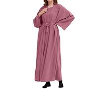 Robe De Priere Femme Musulmane Longue en Coton Robes De Prières pour Le Ramadan À Manches Longues À Couleur Unie Robe Musulmanes pour Femmes Une Pièce avec Hijab Dubai Musulmane Vetement Musulmane