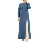 Robe De Priere Femme Musulmane Longue en Coton Robes De Prières pour Le Ramadan Manche Longue Couleur Unie Robe Musulmanes pour Femmes Une Pièce avec Hijab Dubai Abaya Vetement Musulmane