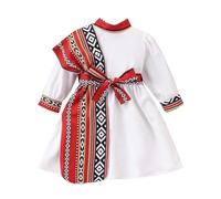 Robe De Prière Fille Musulmane - Vêtements pour Filles De Style Moyen À La Mode : Robes À Manches Longues Robes Longues D'Âge Moyen avec Foulards Et Ceintures Adaptées Au Printemps (White 6-9 Months)