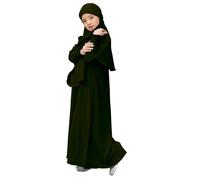 Robe de prière musulmane 2 pièces avec hijab solide et douce à manches longues pour adolescentes - Robe islamique pour le Ramadan et l'Aïd - Tenue d'été légère pour enfants et tout-petits, Jn, 7-8 ans
