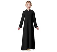Robe de prière musulmane 2 pièces en lin avec hijab et hijab pour adolescentes, robe de prière musulmane 2 pièces pour enfants, écharpe de fête islamique pour le Ramadan, Thobe Dubaï, caftan Jilbab à