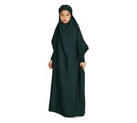 Robe de prière musulmane pour filles - Abaya islamique à manches longues et capuche - Robe arabe du Moyen-Orient de Dubaï - Abaya de Ramadan - Kaftan pour enfants et filles - Tenue pour l’Eid, Vert, 8