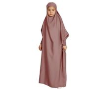 Robe de prière musulmane pour filles - Robe hijab à capuche pour femme - Couverture complète - Islam Dubaï - Robe de prière modeste pour enfants - Vêtements musulmanes pour filles, rose vif, 5 ans