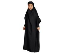 Robe de prière musulmane pour filles - Robe hijab à capuche pour femme - Couverture complète - Islam Dubaï - Robe de prière modeste pour enfants - Vêtements musulmanes pour filles, Noir , 9 ans