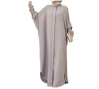 Robe de prière musulmane, robes musulmanes pour femmes, robe de prière musulmane à manches longues, 56,7 pouces vêtements de prière lâches Jilbab pour femmes musulmanes gris clair, robes musulmanes p