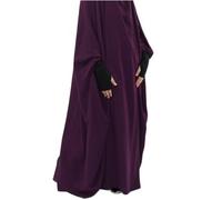 Robe de prière musulmane unie ample une pièce avec couverture complète à capuche Abaya caftan avec hijab vêtements conservatifs robe de prière Ramadan, violet, taille unique