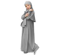 Robe De Priere pour Enfant, Vetement Musulmane pour Fille, Couleur Pure Robes Ensembles Abaya À Manches Longue sans Hijab, Fille Abaya sans Hijab Robe Vêtements pour Femme