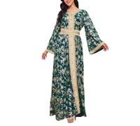 Robe de Prière pour Femme - Abaya Dubaï Turquie - Caftan d'Été et de Plage, Vert, L