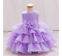 Robe de princesse à fleurs sans manches et volumineuse pour bébé fille, convient pour les fêtes, les banquets, le 1er anniversaire 4Y,5Y,9-12M,12-18M,18-24M,2-3YPlantesPolyester