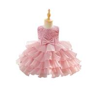 Robe de Princesse Bébé Fille - Robe de Soirée à Paillettes avec Nœud Papillon et Jupe à Volants Multicouche pour Mariage Cérémonie Anniversaire Fête Formelle Bal,Rose,6 Mois,9 Mois,f865a