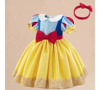 Robe de princesse blanche-neige pour filles, 2 pièces, jaune la reine des neiges, Tutu, robes de fête de 1er anniversaire, vêtements à paillettes pour enfants yellow