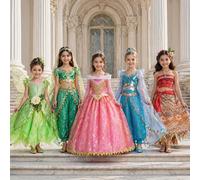 Robe de princesse Elsa Anna Blanche-Neige Moana Raiponce Ariel Belle pour filles, tenue de cosplay, carnaval, fête d'anniversaire, enfants de 2 à 8 ans Elsa F
