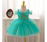 Robe de princesse en maille verte pour bébé fille, tenue de fête, anniversaire, mariage, cérémonie, robe élégante, Moyen-Orient, Europe 6-9M,9-12M,12-18M,18-24M,2-3YUnicoloreTissu tricoté