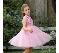 Robe de princesse en tulle à une épaule avec décoration florale 3D, convient comme cadeau d'anniversaire, pour une fête, un mariage, une demoiselle d'honneur, une célébration de vacances 6Y,7Y,8Y,4Y,5