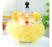 Robe de princesse en tulle ornée de cristaux scintillants pour chats et chiens - Nœud en velours réglable et design d'été respirant