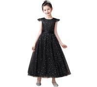 Robe de Princesse en Tulle pour Filles idéale pour Une fête Un Concours Un Anniversaire Noël ou Un Mariage,Noir,160cm