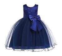 Robe de Princesse Fille Bowknot Tulle sans Manches Anniversaire Noeud Papillon Robe pour La Fête Robes Formelle Fête D'anniversaire Mariage Demoiselle D'honneur Fille Âge pour 3-9 Ans