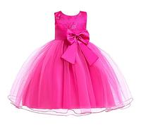 Robe de Princesse Fille Bowknot Tulle sans Manches Anniversaire Noeud Papillon Robe pour La Fête Robes Formelle Fête D'anniversaire Mariage Demoiselle D'honneur Fille Âge pour 3-9 Ans