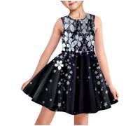 Robe de Princesse Fille été Fleur Robe Tunique Enfant Fille Chic Et Elegant Fluide a la Mode Mignon Soirée Bapteme Anniversaire Robes d'été légère Dress de Plage 3-14 Ans Pas Cher