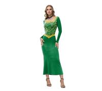 Robe de princesse Fiona pour femme Cosplay Halloween Costume vert manches longues col rond robe midi, vert, S