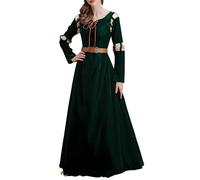 Robe de princesse Mérida pour femme, robe de costumade pour Halloween, Renaissance, costume de cour médiévale, Vert, 3XL