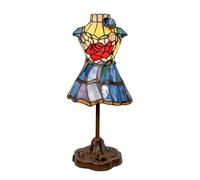 Robe de Princesse Petite Lampe de Table en vitrail avec Abat-Jour Rose avec Base en Fonte pour la Maison, la Salle de Mariage, la décoration de la Chambre d'une Fille