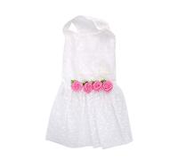 Robe de Princesse pour Chien à Fleurs en Dentelle Mignonne et Tendance, Jupe pour Petit Chiot et Animal de Compagnie pour fêtes et Photos, en Polyester Respirant avec Ajustement él (L)