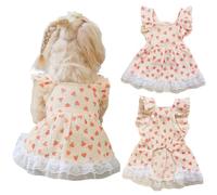 Robe de Princesse pour Chien avec Motif Floral,Bordure à Volants en Dentelle, Cat Outfits Puppy Summer Tutu Dress for Small Dogs Vêtements pour Chihuahua,Taille M(1.5-2.5kg),À Fleur