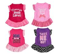 Robe de princesse pour chien, robe pour chien, 4 pièces, princesse imprimée mignonne avec volants, jupe confortable et respirante, vêtements réutilisables pour chiens et chats, vêtements pour un usag