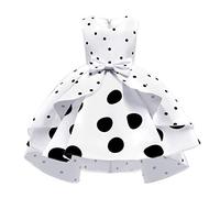 Robe de princesse pour enfant - Sans manches - Imprimé - Jupe - Robe de soirée - Trois côtés - À pois, Blanc., 6-7 ans