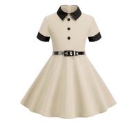 Robe de princesse pour fille à manches courtes avec ceinture épissure robe de princesse pour enfant, autre, 7-8 ans