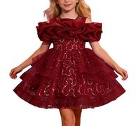 Robe de princesse pour fille avec jupe en tulle - Élégante robe de bal pour les spectacles - Robe de gala festive - Robe de soirée - Costume de carnaval, Style/F05 bordeaux, 18-24 mois